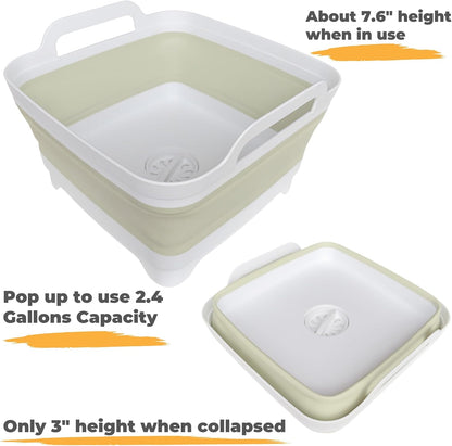 GIMWA Collapsible Wash Basin for Baby Bottles - 2.4 Gallons Portable Wash Bin for RV Camping Sink, Space-Saving Dish Tub (Pink)
