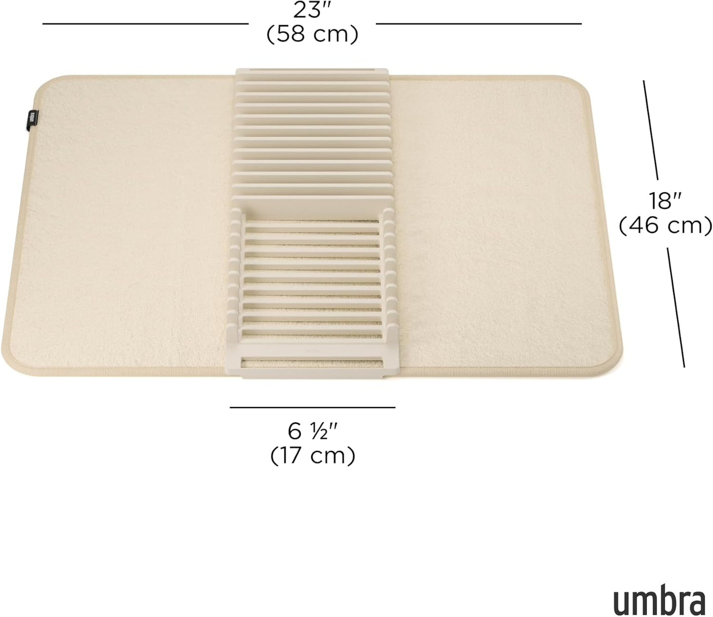 Umbra Udry Dish Rack and Microfiber Drying Mat – Space-Saving Design Folds Up for Easy Storage, Mini Rack, Gray