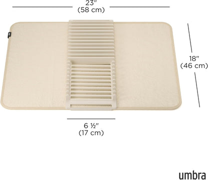 Umbra Udry Dish Rack and Microfiber Drying Mat – Space-Saving Design Folds Up for Easy Storage, Mini Rack, Gray