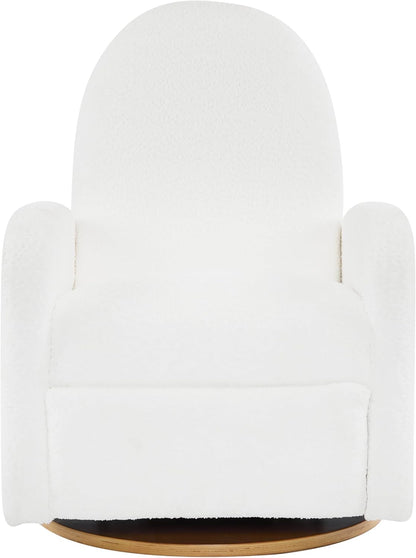 Merax Boucle 360 Swivel & Glider Recliner Chair, Soft Bedroom Sofa Chair with with Thicker Seat Cushion, Modern Home Theater Seating for Living Room Almond