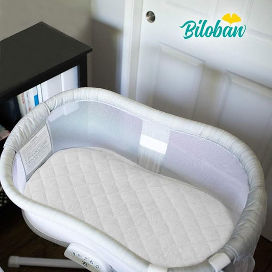 Bassinet Mattress Pad Cover Compatible with Halo BassiNest Swivel Sleeper, 2 Pack, Waterproof Quilted Ultra Soft Surface, Breathable and Easy Care