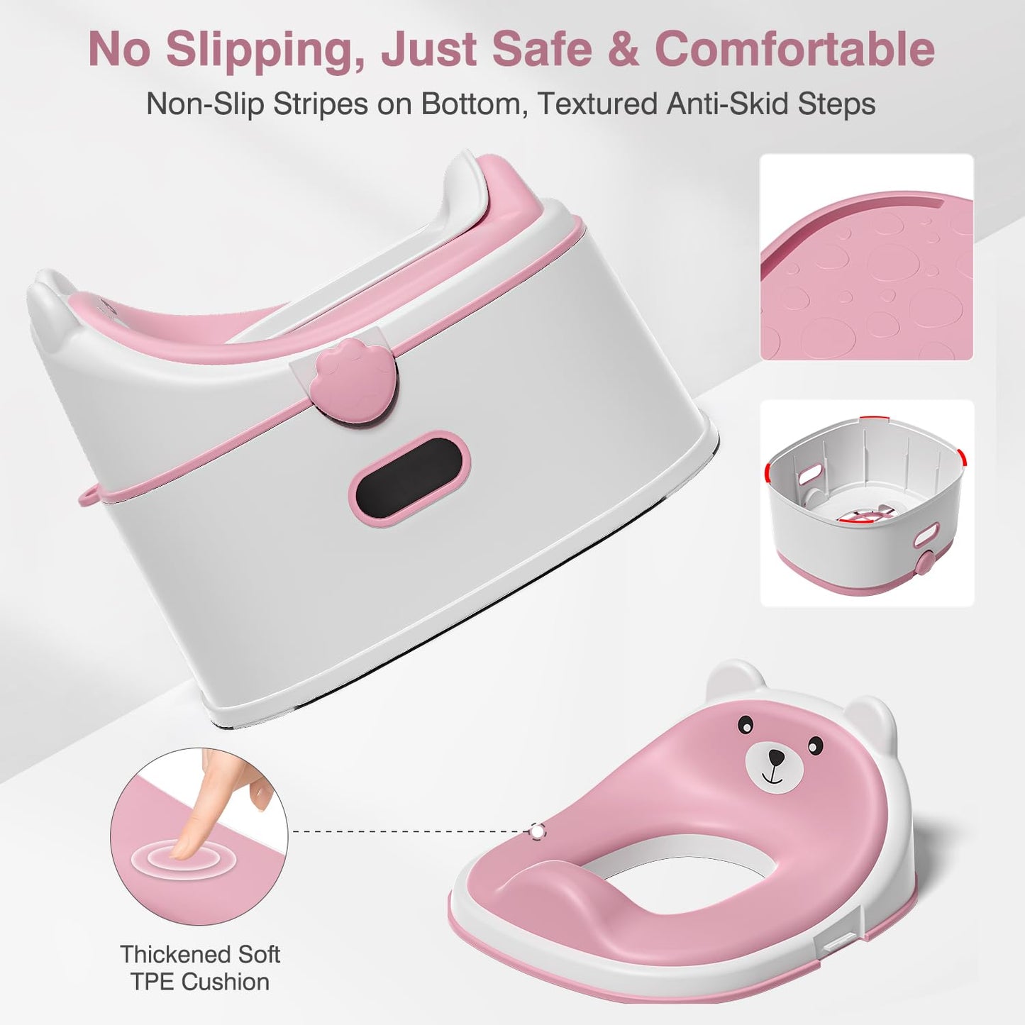 3-in-1 Toddler Potty Training Toilet for Boys & Girls - Convertible Potty Chair with Step Stool for Toddlers 1-3, Anti-Slip Design Toddler Toilet Seat - Removable & Easy to Clean
