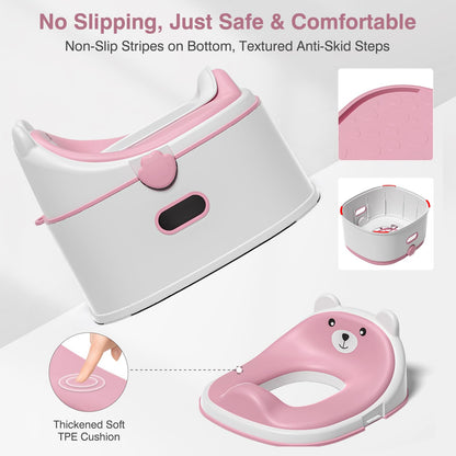 3-in-1 Toddler Potty Training Toilet for Boys & Girls - Convertible Potty Chair with Step Stool for Toddlers 1-3, Anti-Slip Design Toddler Toilet Seat - Removable & Easy to Clean