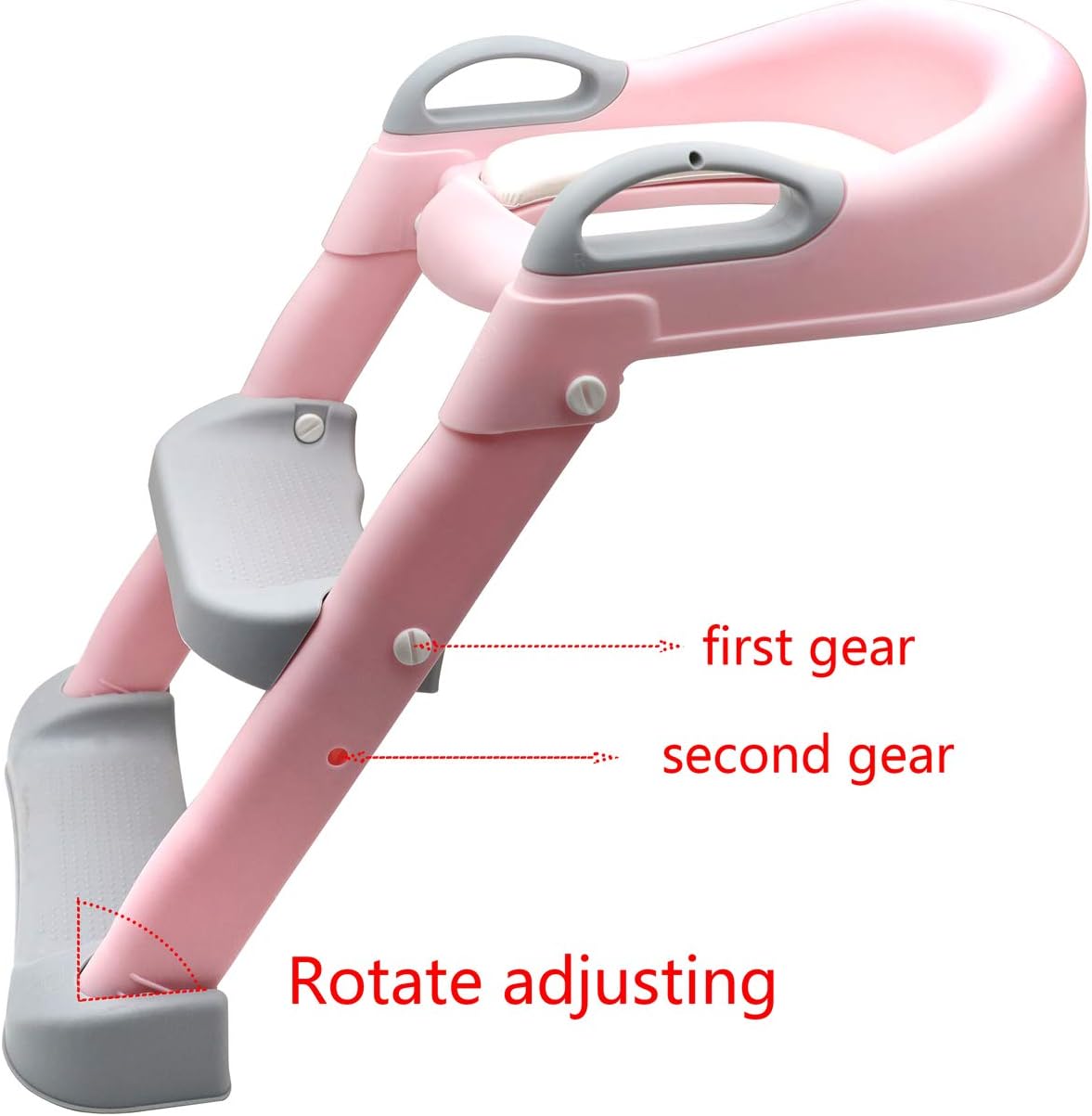 HTTMT- Giraffe Potty Training Toilet Ladder Seat With Upgraded Cushion Step Stool Ladder Toilet Chair/Toilet Trainer for Baby Toddler Kids Children In Pink [P/N: ET-BABY001-PINK STEP]