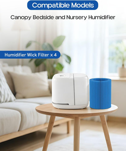 4 Pack of Upgrade Humidifier Wick Filter Replacement Compatible with Canopy Bedside and Nursery Humidifier, Blue Spunlace Nonwoven Wick Filter