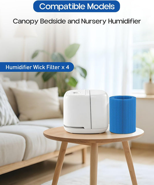 4 Pack of Upgrade Humidifier Wick Filter Replacement Compatible with Canopy Bedside and Nursery Humidifier, Blue Spunlace Nonwoven Wick Filter