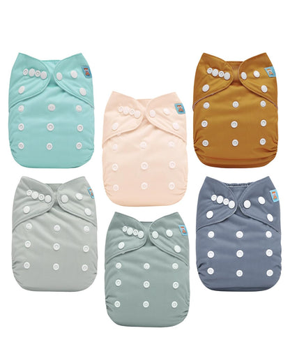 ALVABABY Baby Cloth Diapers 6 Pack with 12 Inserts Cloth Diaper Covers Adjustable Washable Reusable for Baby Girls and Boys