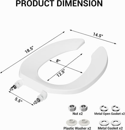 17" White Round Toilet Seat for Adult and Child, Built-In Potty Training Seat with Soft Quiet Close Non-Slip Design, Magnetic Kids Seat and Cover for Round/Oval Toilets, Easy to Install and Clean