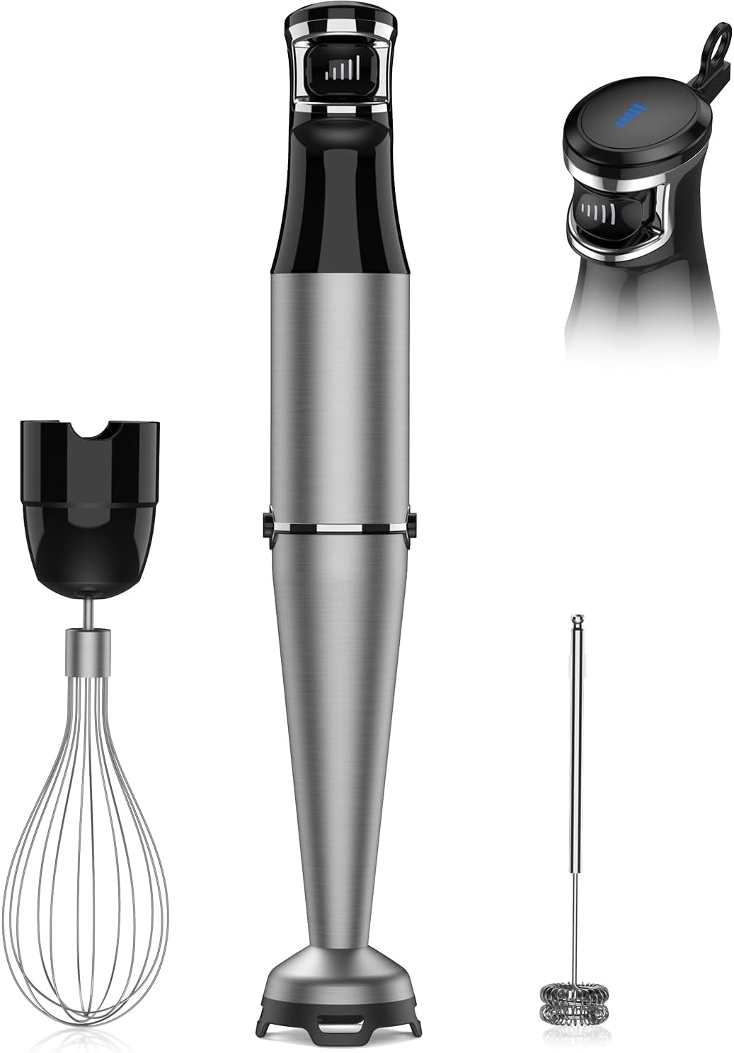 Turelar Immersion Blender Handheld Corded Hand Blenders Set 1100W, Trigger Variable Speed 5 in 1 Stick Emulsifier with Chopper, Whisk and Frother for Soup, Baby Food and Smoothies, Orange