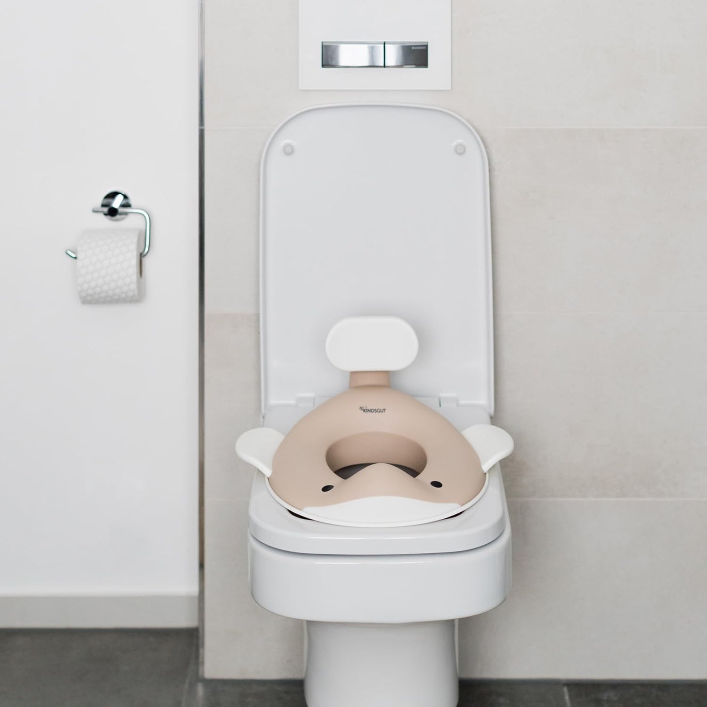 Kindsgut Whale Potty Training Seat for Toddlers – Kids Toilet Seat with Backrest, Non-Slip, Fits Round & Oval Toilet Seats, Designed in Germany, Peach