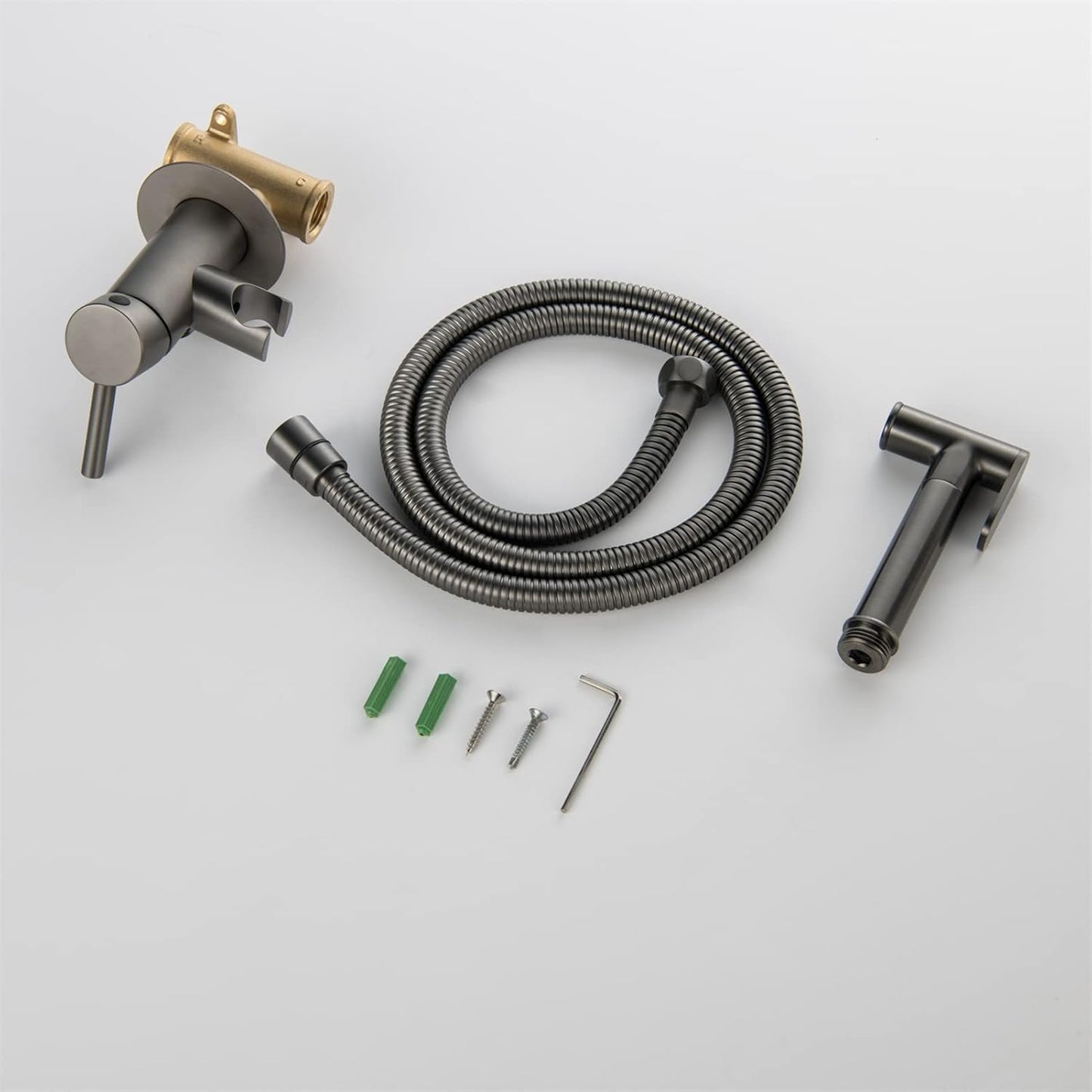 Bidet Sprayer for Toilet, Wall Mounted Hot and Cold Bidet Faucet, Handheld Cloth Diaper Sprayer Kit,Chrome(Gunmetal Gray)