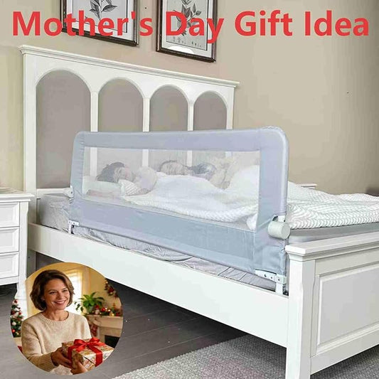 Grelife Foldable Bed Rail for Toddlers, Tall Toddler Bed Rails for Twin, Full, Queen Bed, Baby Bed Rail Guard with Reinforced Metal Frame & Breathable Mesh (1, Gray, 59.0")
