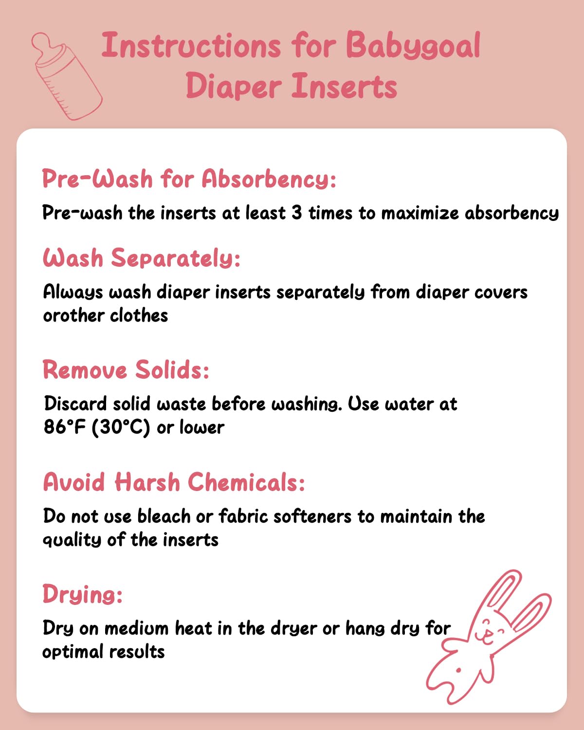 Babygoal Reusable Cloth Diaper Inserts Pack of 12, Absorbent & Breathable Liners, 3-Layer Microfiber Inserts for Cloth Diapers