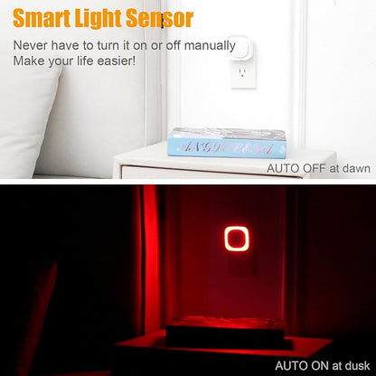 YUNLEX 2 Pack Plug in Red Sleep Night Light, Auto Dusk to Dawn, Soft Glow, Dimmable Diffused Light, Led Lights for Bedroom, Sleep, Baby Nursery, Kids, Toddler, Bathroom, Hallway, Home Decor