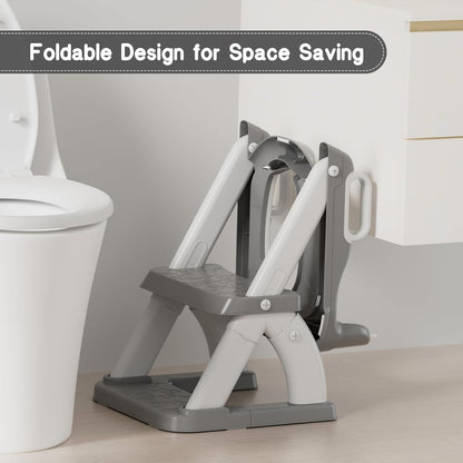 Potty Training Seat, Toddler Toilet Seat for Kids Boys Girls, 2 in 1 Potty Training Toilet for Kids, Splash Guard Anti-Slip Pad Step Stool, Adjust High Potty Chair for Toddler Kid Boys Girls
