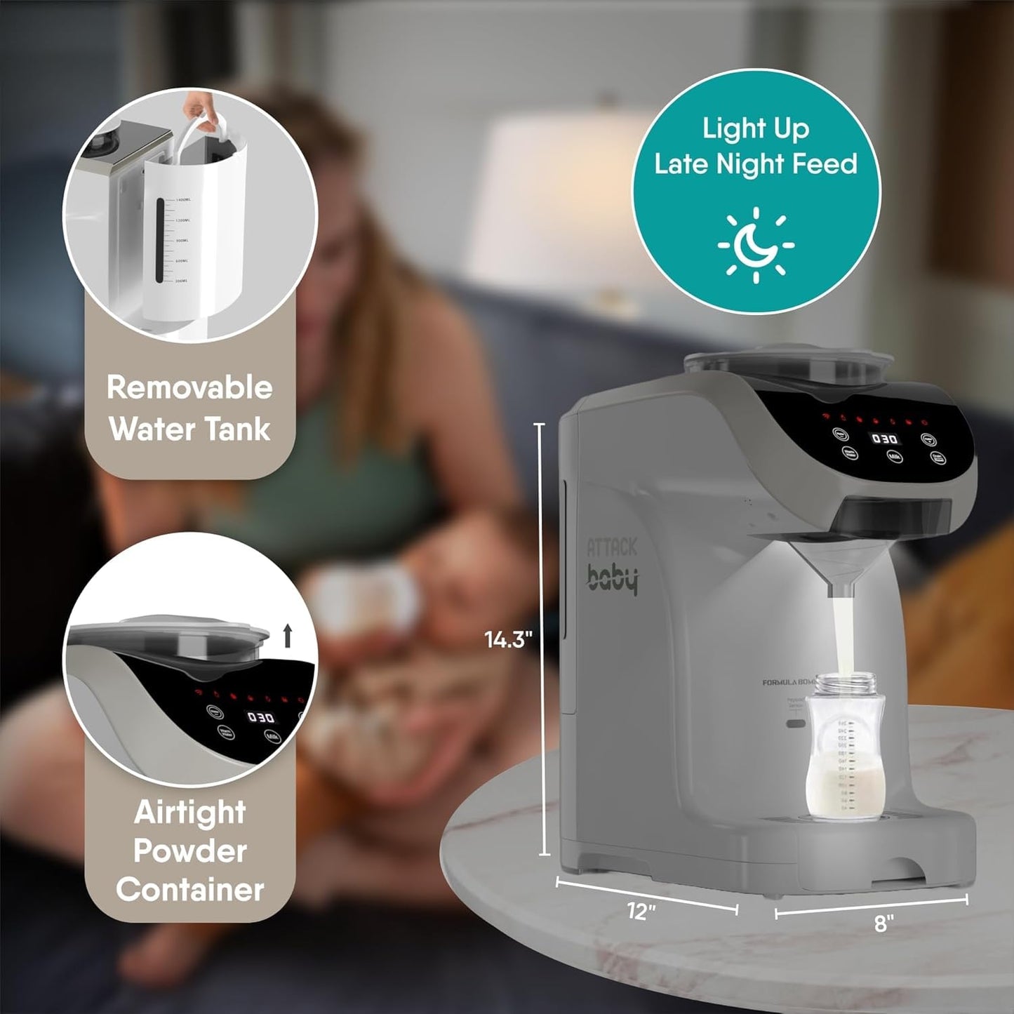 Formula Maker Machine - Upgraded Accurate WiFi Formula Dispenser with Inbuilt Sensors to Prevent Malnutrition - Instant Heating & Automatic Mixing - Quick Warm Bottle (White)