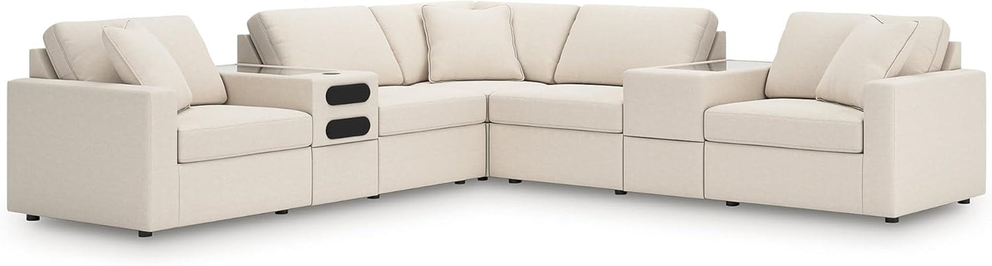 Signature Design by Ashley Modmax Coastal Press-Back Swivel Glider Rocker Recliner with Machine Washable Cover, Hidden Storage Compartments and 2 Bolster Pillows, Beige - Colors A