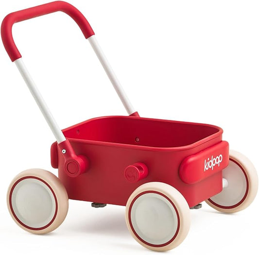 PULA Baby Push Walker with Wheels Toddler Wagon for First Learner Baby Toys 6-12 Months, 1 Year Old Birthday Gifts, Indoors and Outdoors (Red)