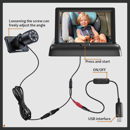 Itomoro Baby Car Mirror, View Infant in Rear Facing Seat with Wide Crystal Clear View,360° Rotation Plug and Play Easy Install baby car monitor 1080p