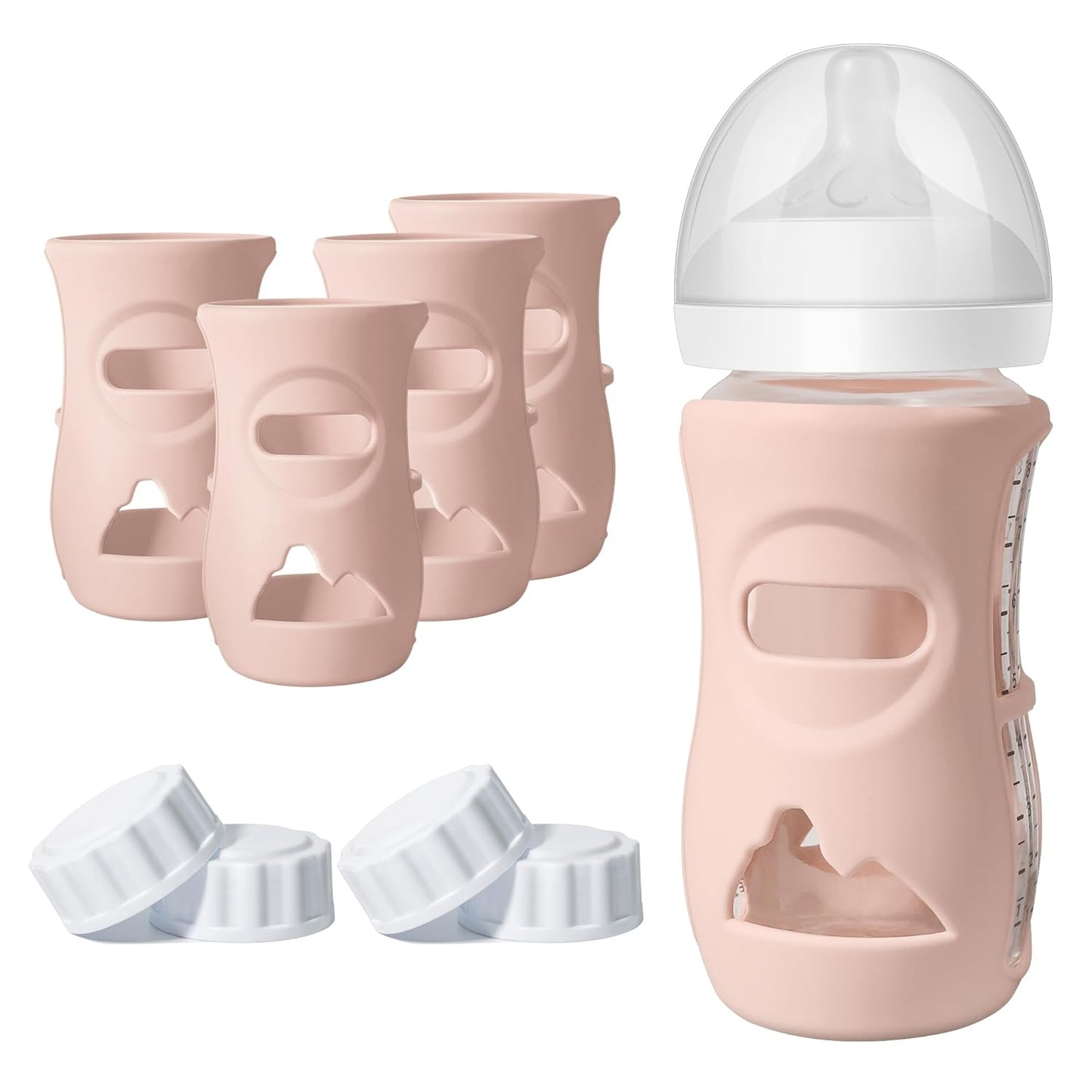 3 Pack Silicone Sleeves for Philips Avent Natural Glass Baby Bottles, Food Grade Silicone Anti Breakage Baby Bottles Holder, Compatible with Philips Avent Glass Natural Baby Bottle 8oz
