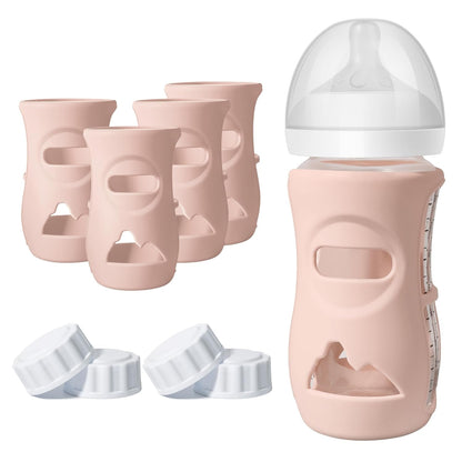 3 Pack Silicone Sleeves for Philips Avent Natural Glass Baby Bottles, Food Grade Silicone Anti Breakage Baby Bottles Holder, Compatible with Philips Avent Glass Natural Baby Bottle 8oz