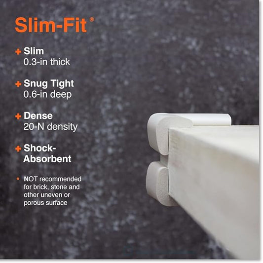 Roving Cove Slimfit Corner Protector for Baby Proofing (8 Small Corners), Soft Rubber Foam Furniture Corner Bumper Guards, 3M Adhesive Pre-Taped, Oyster White (Off White)