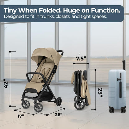 Inglesina Quid³ Lightweight Compact Travel Stroller for Baby & Toddler 0-55 lbs – One-Hand Fold, Reclining Seat, Airline Approved, Car Seat Compatible, UPF 50+ Canopy – Cosmic Black
