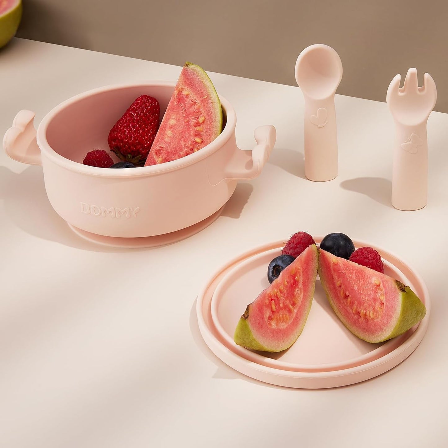 Dommy Baby Bowl with Suction BPA-Free Suction Bowl for Baby with Spoon and Fork Silicone Suction Bowl with Lid