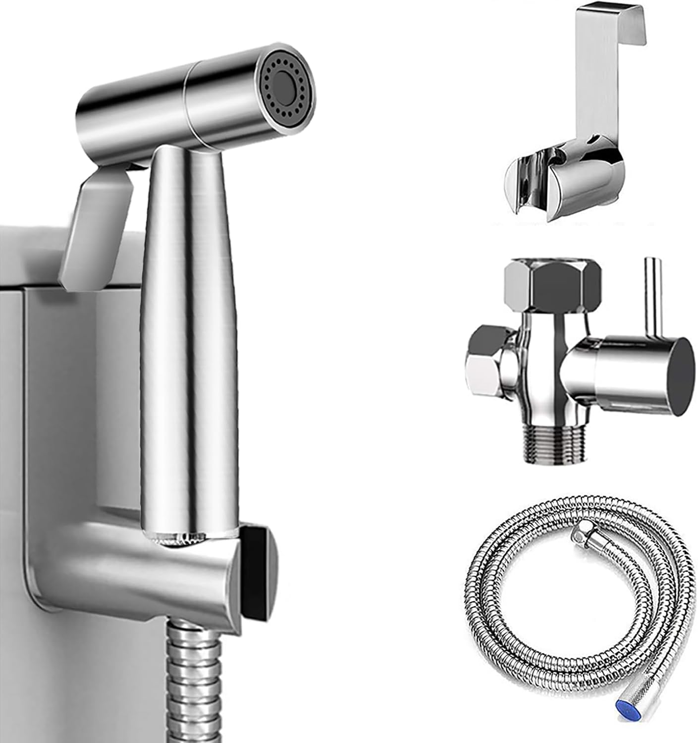 SKYBESS Bidet Sprayer for Toilet, Handheld Bidet Attachment Sprayer Set Bathroom Sprayer with Bidet Hose, Stainless Steel Durable Cloth Diaper Sprayer for Baby Wash Feminine Wash