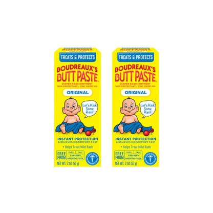 Boudreaux’s Butt Paste Diaper Rash Ointment, Baby Rash Cream Skin Protectant, Fast Relief for Diaper Rash, Soothing Barrier Cream, Original, 2 Ounce Tube (Pack of 6)
