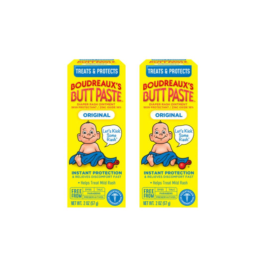 Boudreaux’s Butt Paste Diaper Rash Ointment, Baby Rash Cream Skin Protectant, Fast Relief for Diaper Rash, Soothing Barrier Cream, Original, 2 Ounce Tube (Pack of 6)
