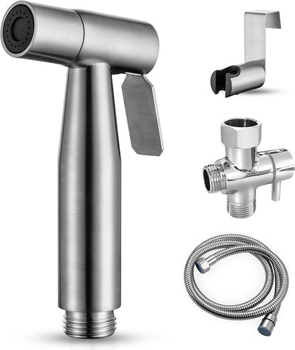 BARROCK Bidet Sprayer for Toilet, Handheld Jet Spray for Existing Toilets with Bidet Hose, Adjustable Water Pressure Muslim Shower, Stainless Steel Cloth Diaper/Feminine Wash Sprayer Brushed Nickel