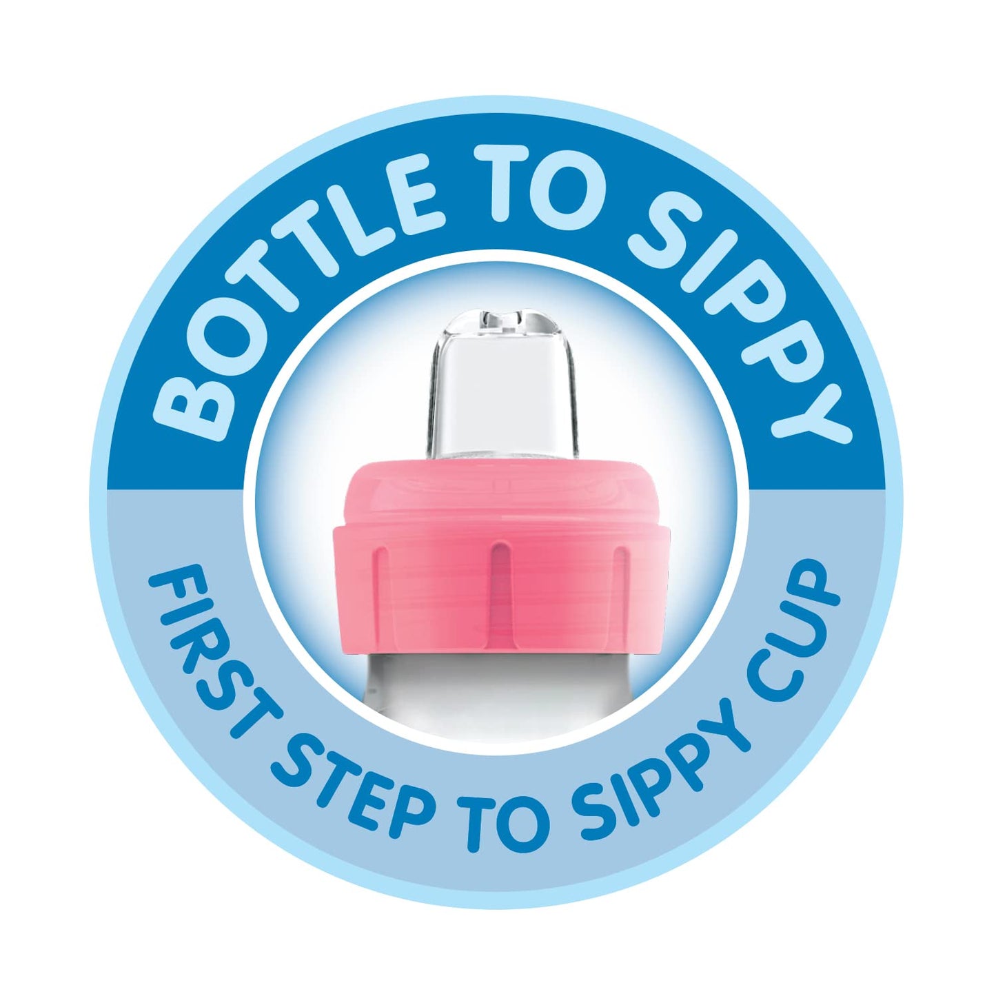 Dr. Brown's Anti-Colic Options+ Narrow Sippy Bottle Starter Kit, 8oz/250mL, with Level 3 Medium-Fast Flow Nipple and Soft 100% Silicone Sippy Spout, Pink, BPA Free, 6m+