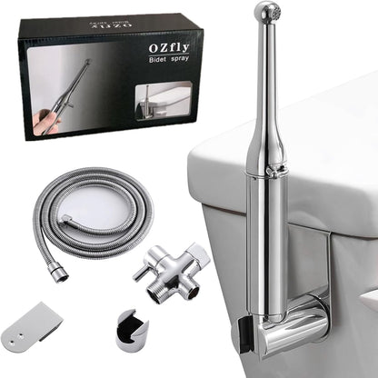 Brass Handheld Bidet Sprayer-Chrome Finish, Hot and Cold Water Mixer Valve Included，8.2inChrome Toilet Spray Gun,