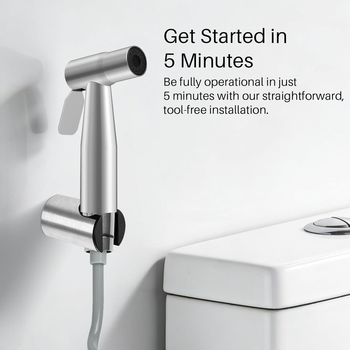 Neween Handheld Toilet Bidet Sprayer for Toilet-Adjustable Water Pressure Control with Bidet Hose for Feminine Wash, Stainless Steel Bidet Faucet Sprayer Kit Cloth Diaper for Baby Wash (Black)