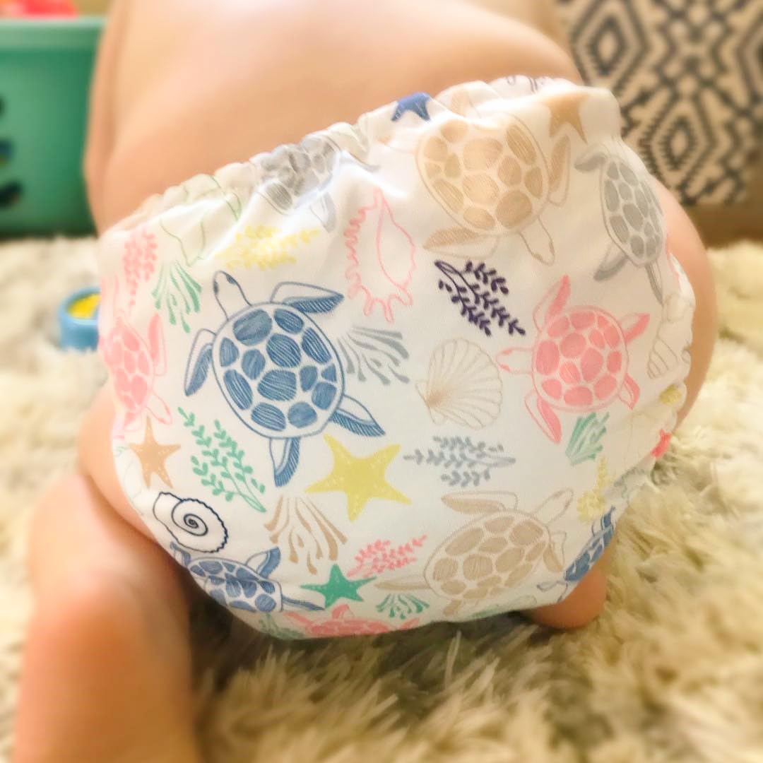 Mama Koala 3.0 Pocket Cloth Diapers for Babies with AWJ Lining, 6 Pack with 6 4-Layer Natural Cloth Diaper Inserts - Reusable and Washable Pocket Diapers(Hardworking Bees) - Colors A