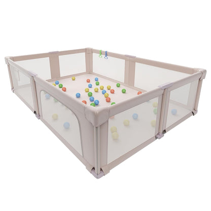 Foldable Playpen for Babies and Toddlers, 51" Portable Play Pen with Mat and Ocean Balls, Play Yard with with Visible Mesh for Inddor and Outdoor, No Assembly Required, Dark Gray