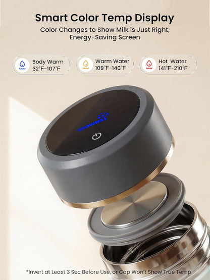 Grownsy Portable Baby Formula Bottle Maker, Rapid Cooling in 3 Min, Pure Physical Cooling, No Power Needed, Smart Color Temp Display, Travel & Night Feeding Essential, Includes Formula Dispenser,Green