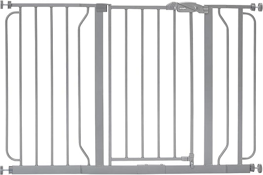 Regalo Safety 29-49" Easy Step Extra Wide Baby Gate for Doorways & Bottom of Stairs, Pressure Mounted Safety Gate with Door for Babies, Toddlers & Pets, Platinum