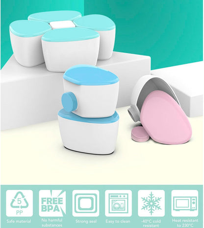 Baby Formula Dispenser Portable 4 180ml Compartments Milk Powder Dispenser Container Non Spill Strong Seal Milk Powder Snack Container (Colorful)