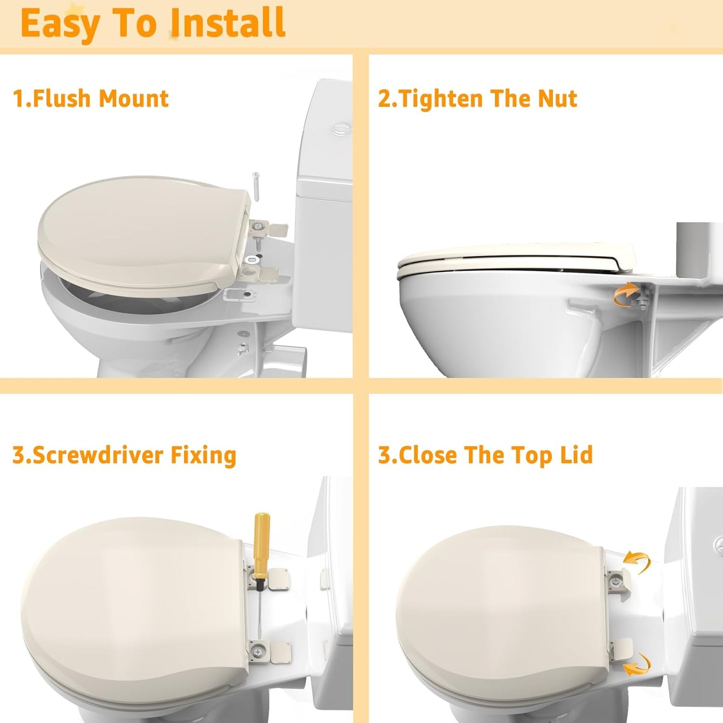 Toilet Seat with Toddler Seat, Potty Training Toilet Seat Round 2 in 1 Soft Close Quiet No Slapping, Magnetic Absorption, Easy to Install and Clean,White
