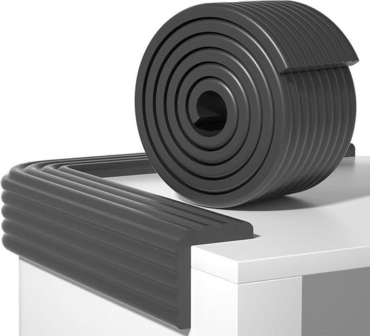 Edge Protector,Baby Proofing Baby Edge Protector Strip Safety,Soft Rubber Foam Padding,Edge Corner Guards Protector Corner Edge Bumpers for Furniture (Black, 6.56Ft x 3.93" W x 0.4" Th)