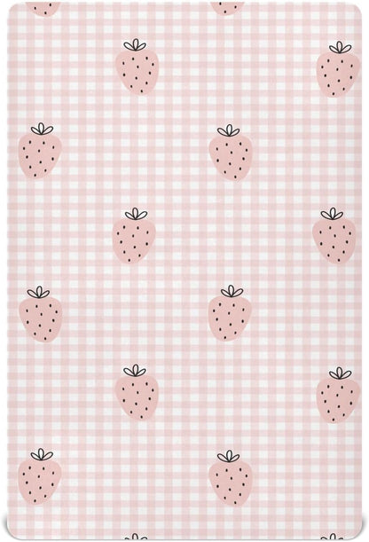 Fitted Crib Sheets Cactus and Floral Stretchy Portable Playard Sheets for Baby Toddler, Breathable Soft Mini Crib Mattress 52 x 28 in for Boys and Girls
