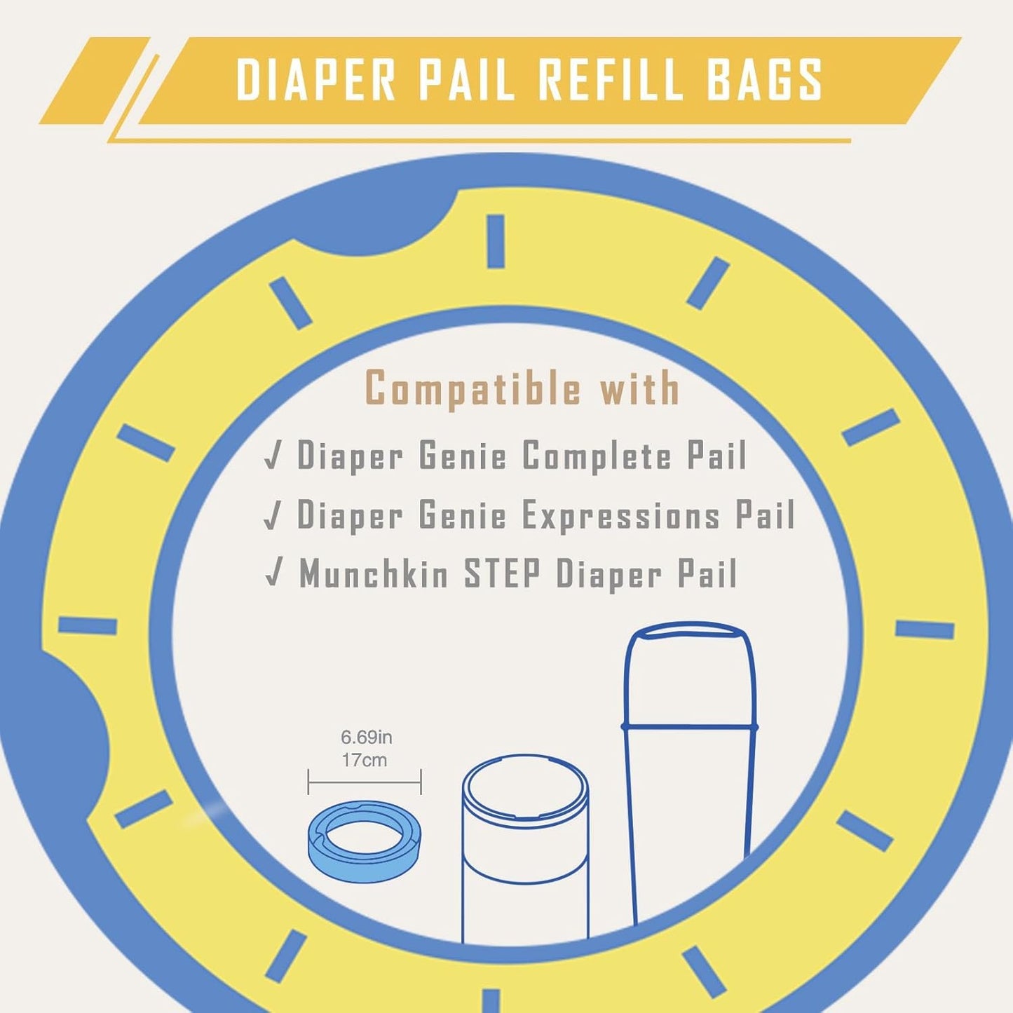Diaper Pail Refill Bags for Munchkin Step Diaper PailGenie & Complete/Expressions (1120count) 4 Packs, 7-Layer Odor-Absorbing, Comes with One Disposable Diaper Poop Bags