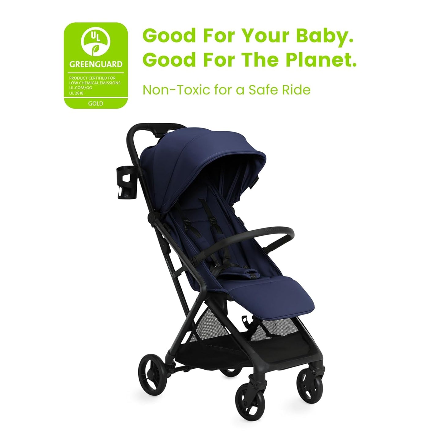 Delta Children Icon Ultra Compact Travel Stroller - Greenguard Gold Certified, Black