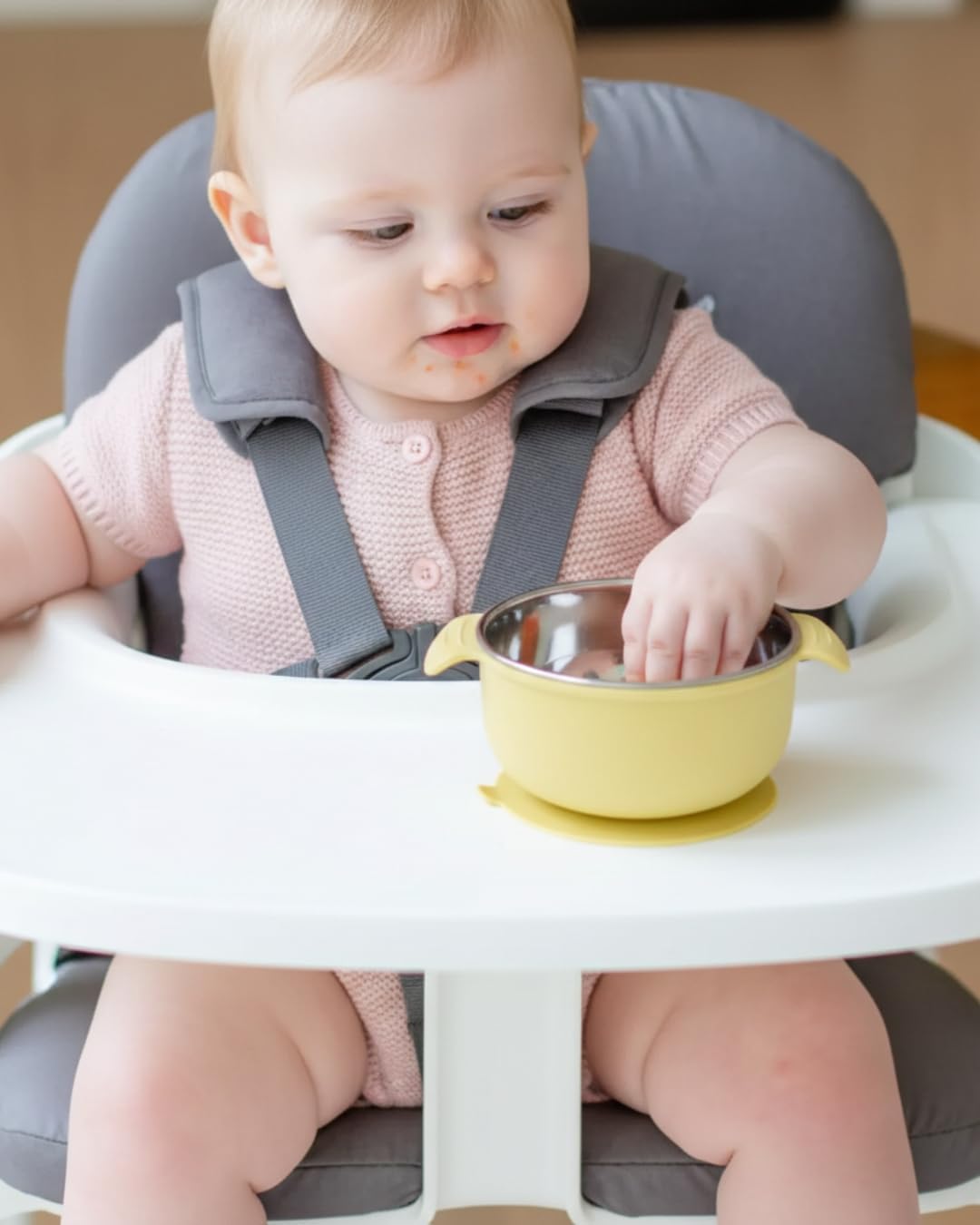 Stainless Steel Baby Suction Bowls with Handles 2 Pack, Non-Slip Children Food Bowl with Silicone Sleeve for Kids Toddlers Infants, Unbreakable & Non Toxic (Sage Green & Mocha Mousse)