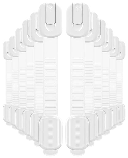 12 Pack Cabinet Locks Baby Proofing, Child Proof Cabinet Locks with 3M Adhesive - Easy Installation with Adjustable Straps, Multi-Purpose Child Safety Latches for Drawers Fridge Trash Cans Toilets