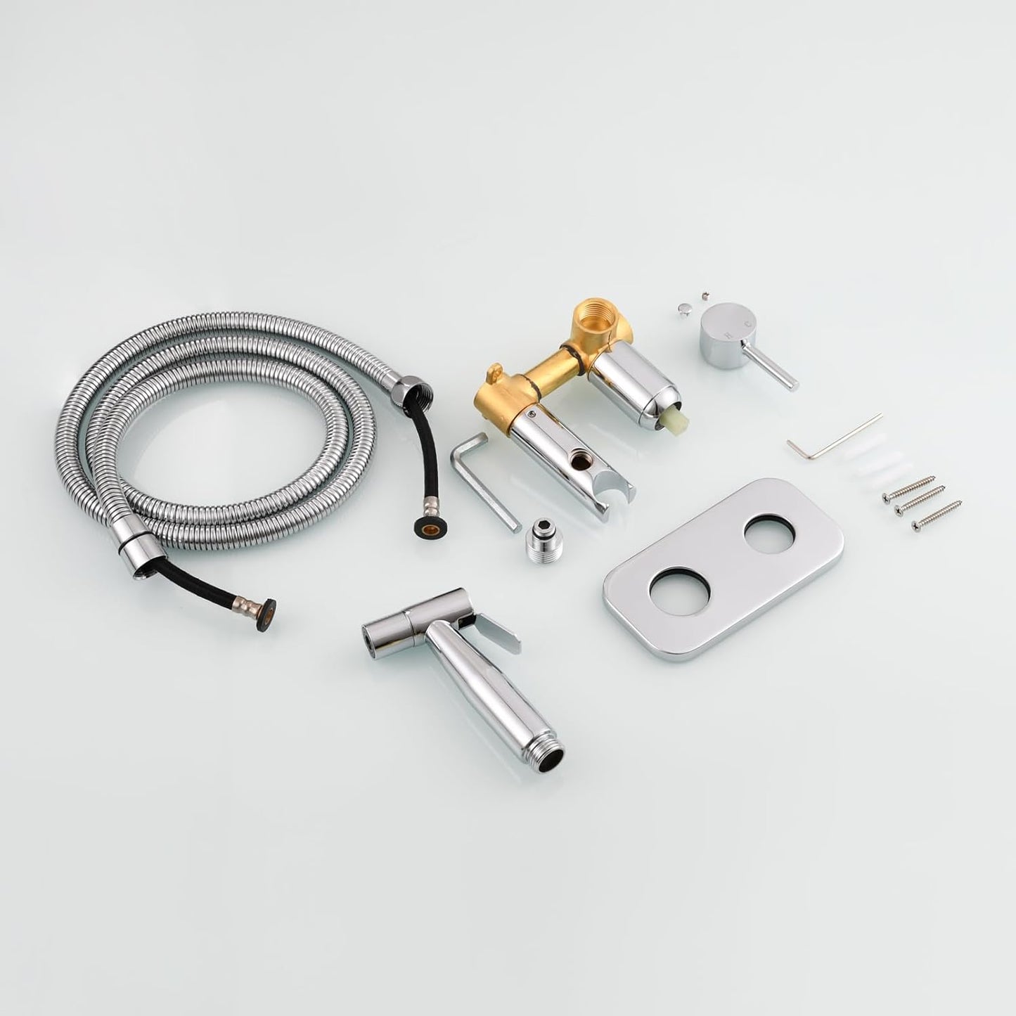 Tecmolog Stainless Steel Bathroom Bidet Sprayer Set Concealed Bidet Sprayer for Toilet Hot and Cold Handheld Cloth Diaper Sprayer Kit