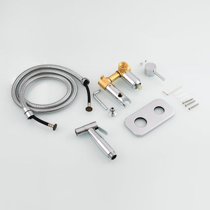 Tecmolog Stainless Steel Bathroom Bidet Sprayer Set Concealed Bidet Sprayer for Toilet Hot and Cold Handheld Cloth Diaper Sprayer Kit