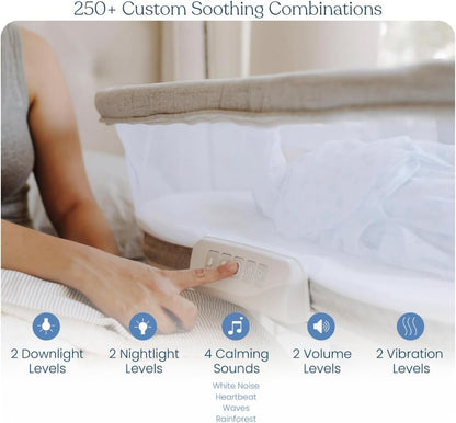 HALO BassiNest Connected Swivel Sleeper 3.0 – Smart Bassinet with AutoSoothe™, 360° Swivel, Cry Detection, Rocking, Vibration & Soothing Sounds, Easy Lowering Wall for Postpartum Recovery